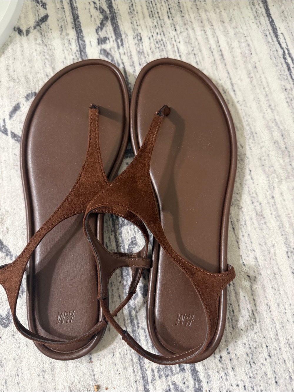 H&M Brown Suede T-Strap Sandals